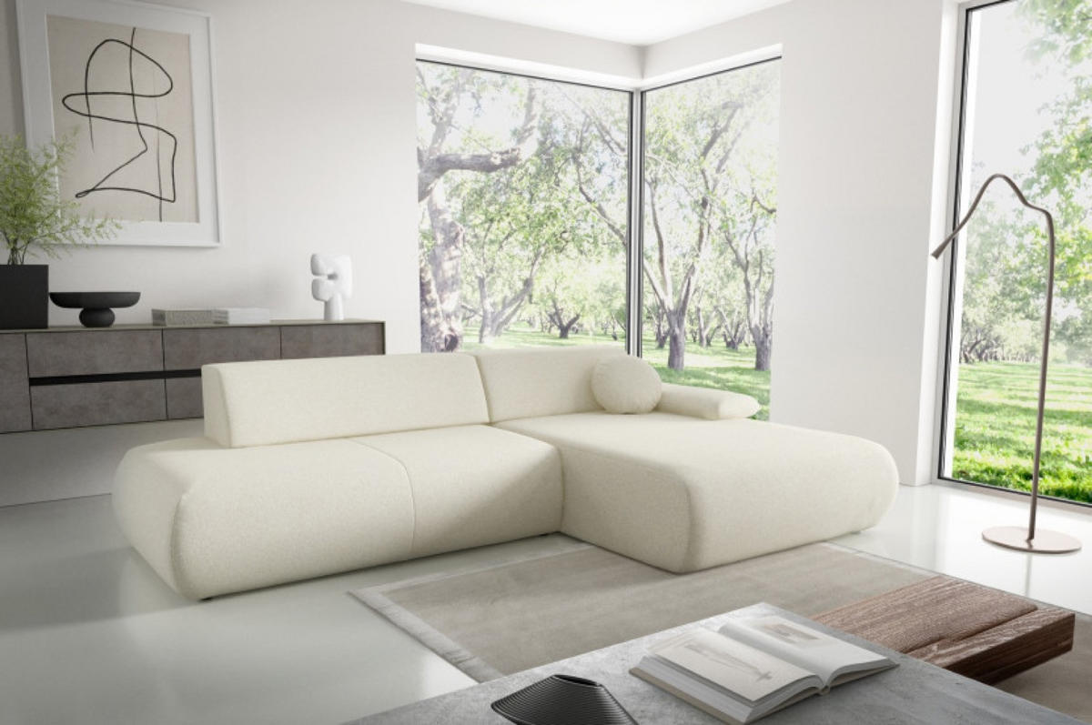 ECKSOFA Ecru PENTI Ausziehbar Mit Bettkasten Rechts - Ecru, Textil (173.5/286cm) - Sepro Meble