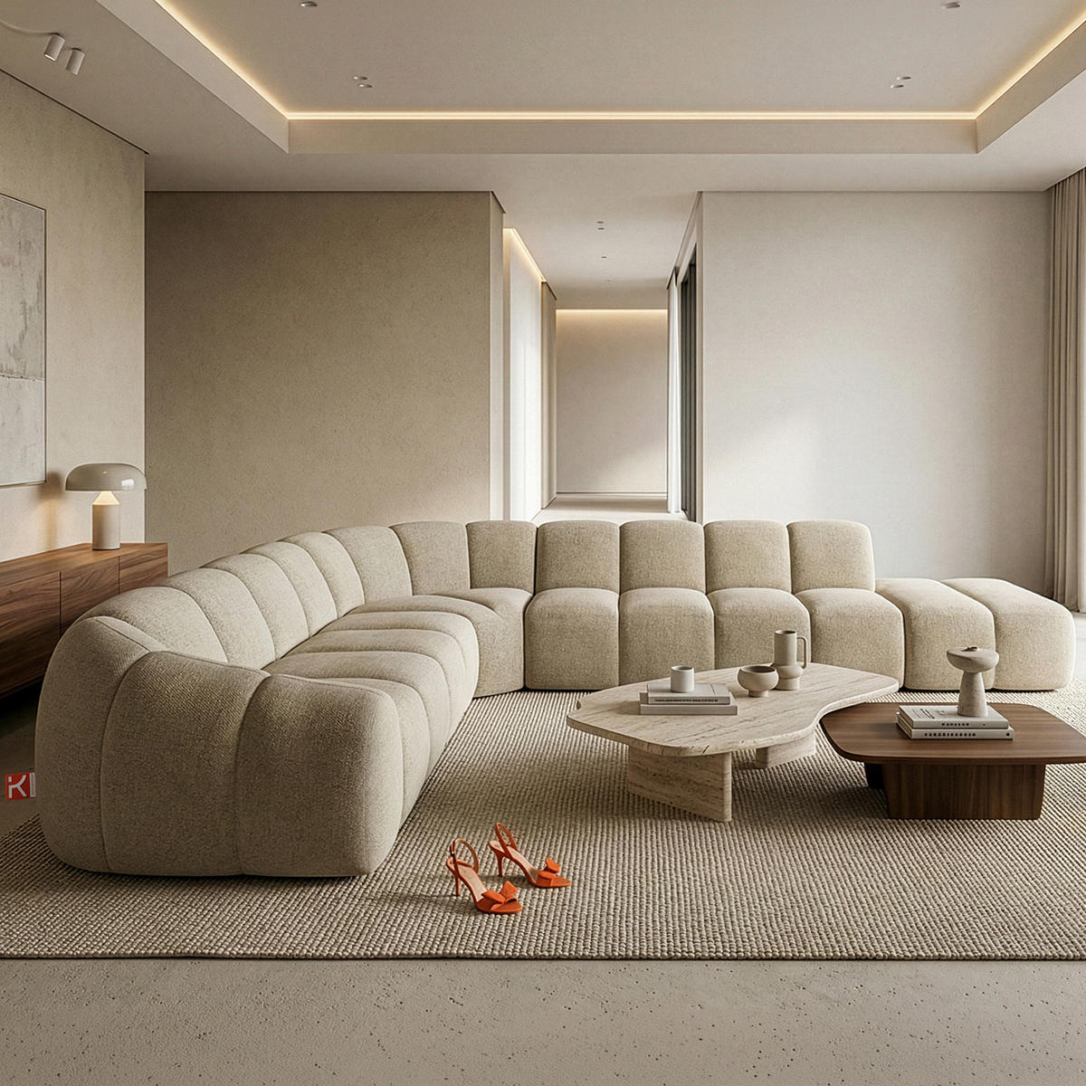 ECKSOFA RECHTS FLAVA, Sandfarben - Sandfarben, Holz/Holzwerkstoff (310/354cm) - KONSIMO®