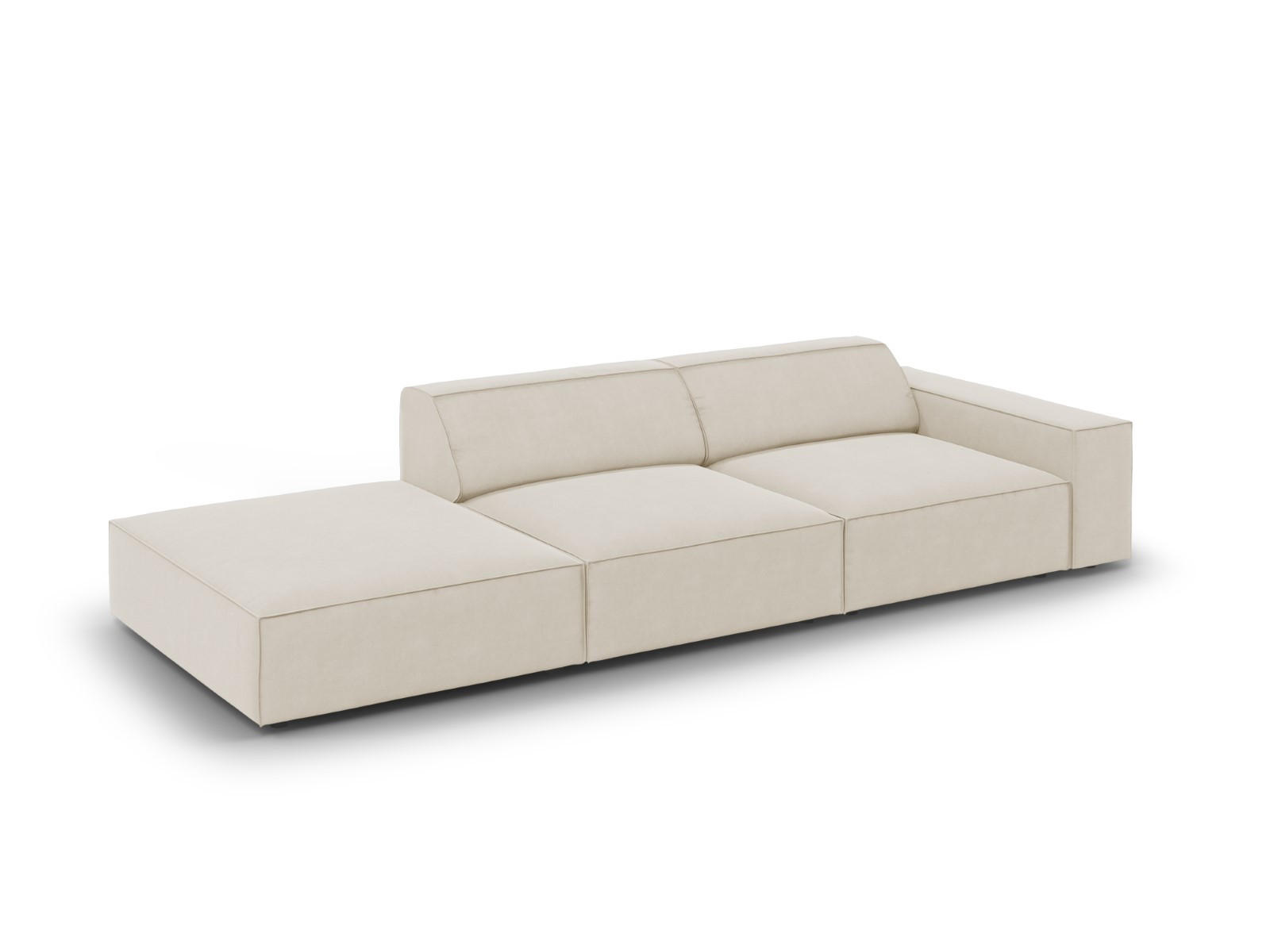 LINKES-SOFA Jodie aus Samt dunkelbeige 3 Sitzplätze - Mokka, Textil (262/70/102cm) - Micadoni