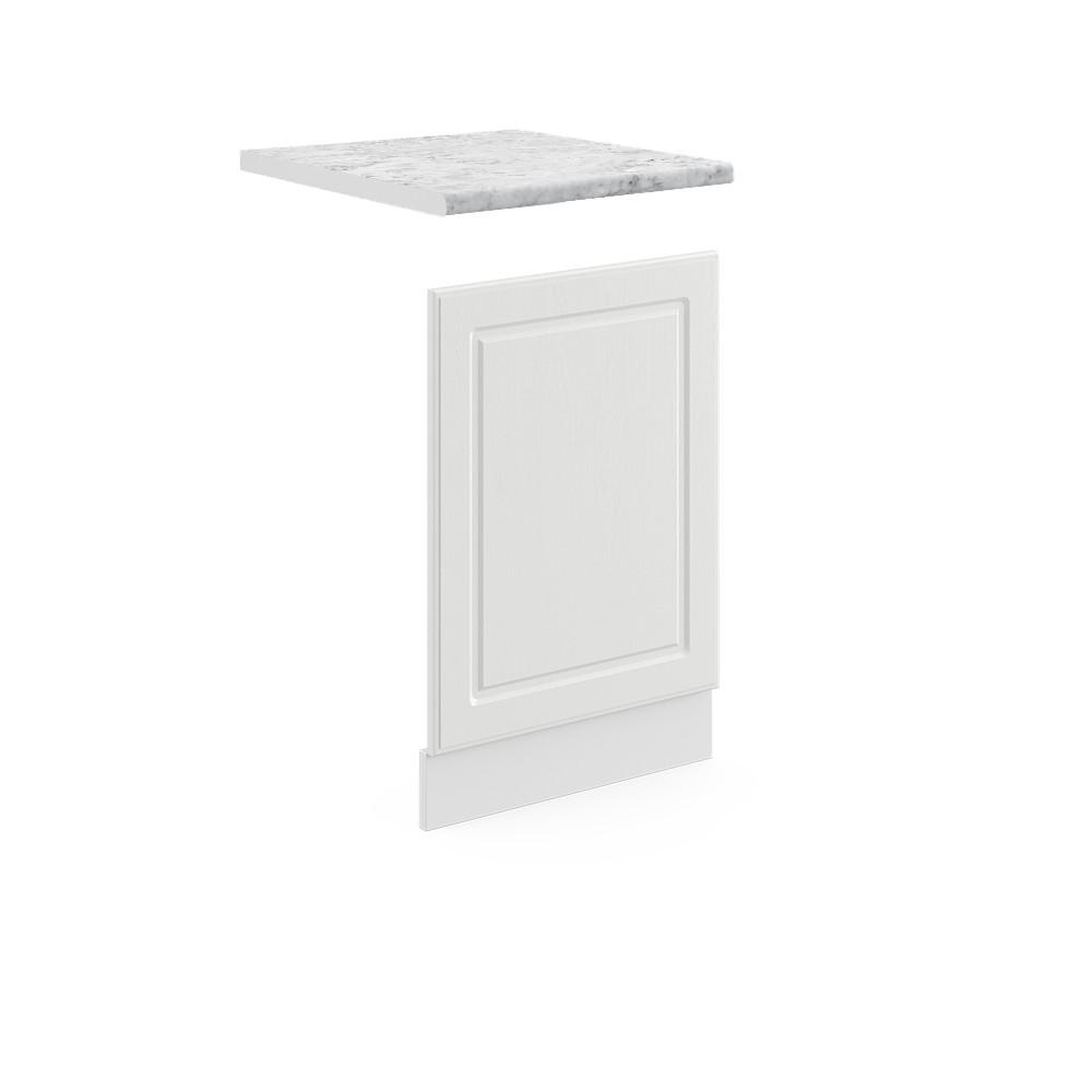 FRONTBLENDE R-Line Weiß Landhaus 45 cm, AP Marmor - Creme/Weiß, Holzwerkstoff (45/57.2/1.6cm) - Vicco