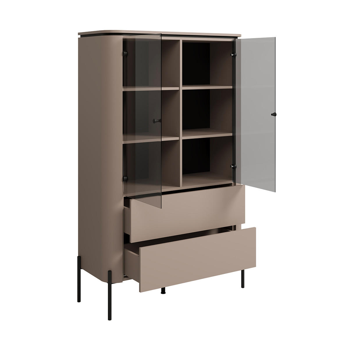 VITRÍNA Krtek - šedohnědá, kompozitní dřevo (98/160/39.5cm) - Petits-meubles