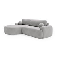 ECKSOFA Cloudy Hellgrau, Sofa aus Velourstoff mit Kissen, linke seite - Hellgrau, Holzwerkstoff/Textil (177/261cm) - Bettso