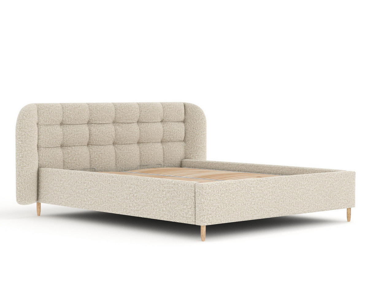 POLSTERBETT Nuno Beige 140/200 cm im Plüsch-Stoff - Beige/Naturfarben, Holz/Holzwerkstoff (140/200cm) - Maison de Reve