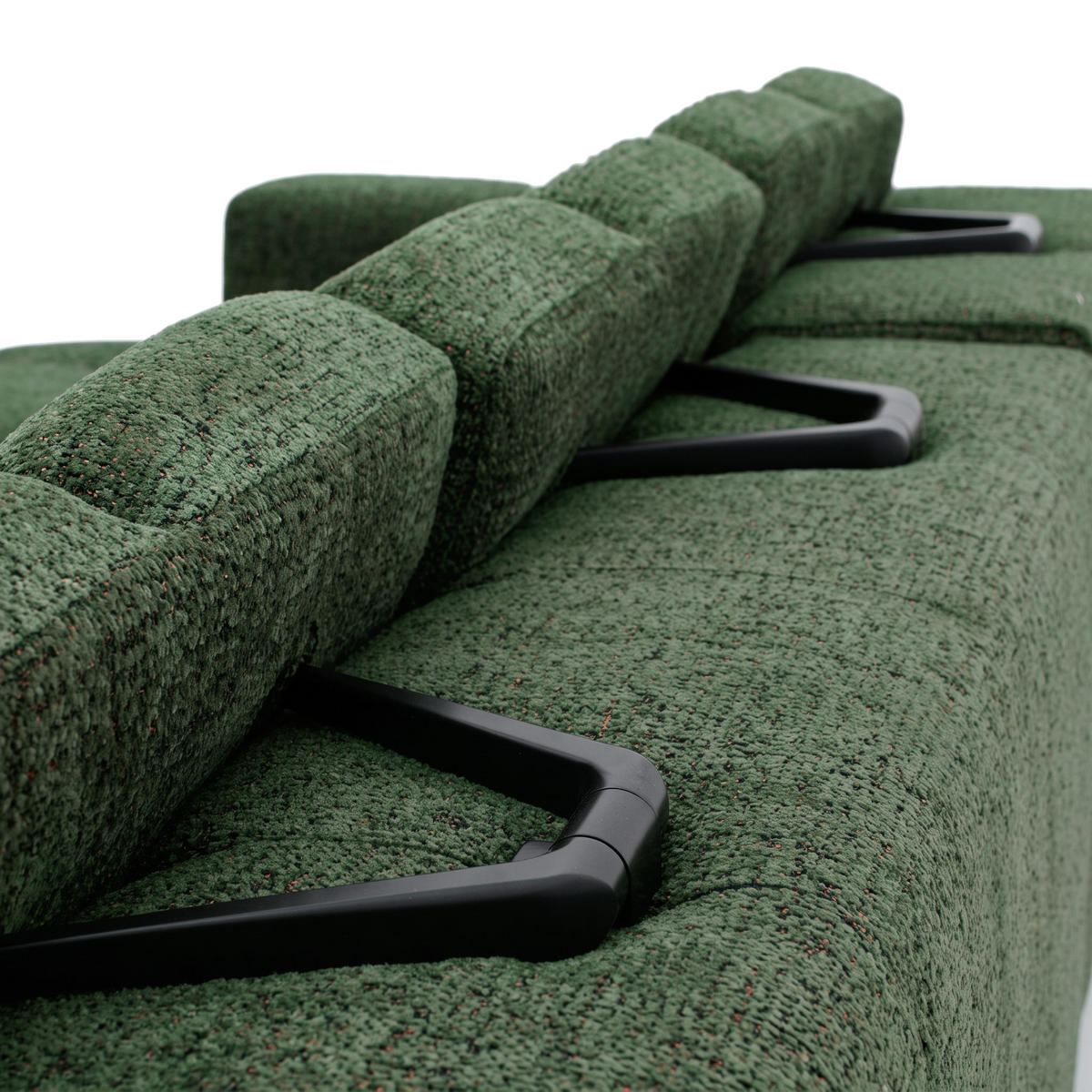 ECKSOFA TENDER Links mit Schlaffunktion und Verstellbare Kopfstützen, Chenille grün - Schwarz/Grün, Holz/Kunststoff (315/176cm) - Muffo