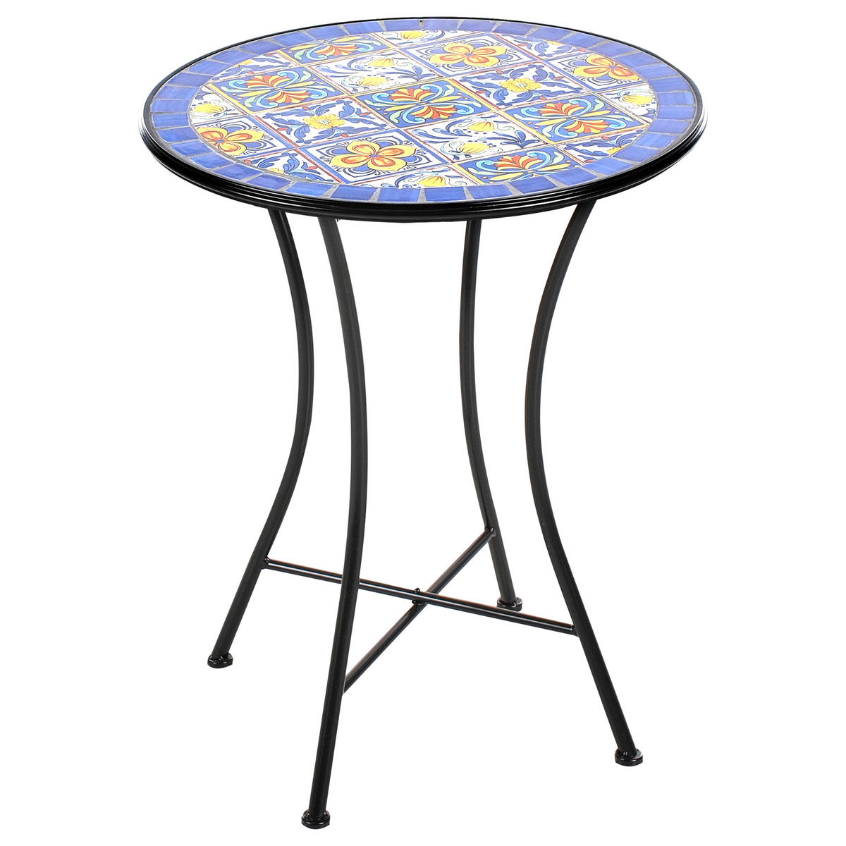 BISTRO-SET Schwarz Coriano - Blau/Schwarz, Metall - Beliani