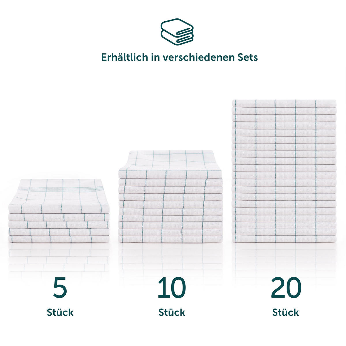 GESCHIRRTÜCHER 5er Set, 50/70 cm, 100% Baumwolle, kariert - Grün, Naturmaterialien (50/70cm) - Blumtal