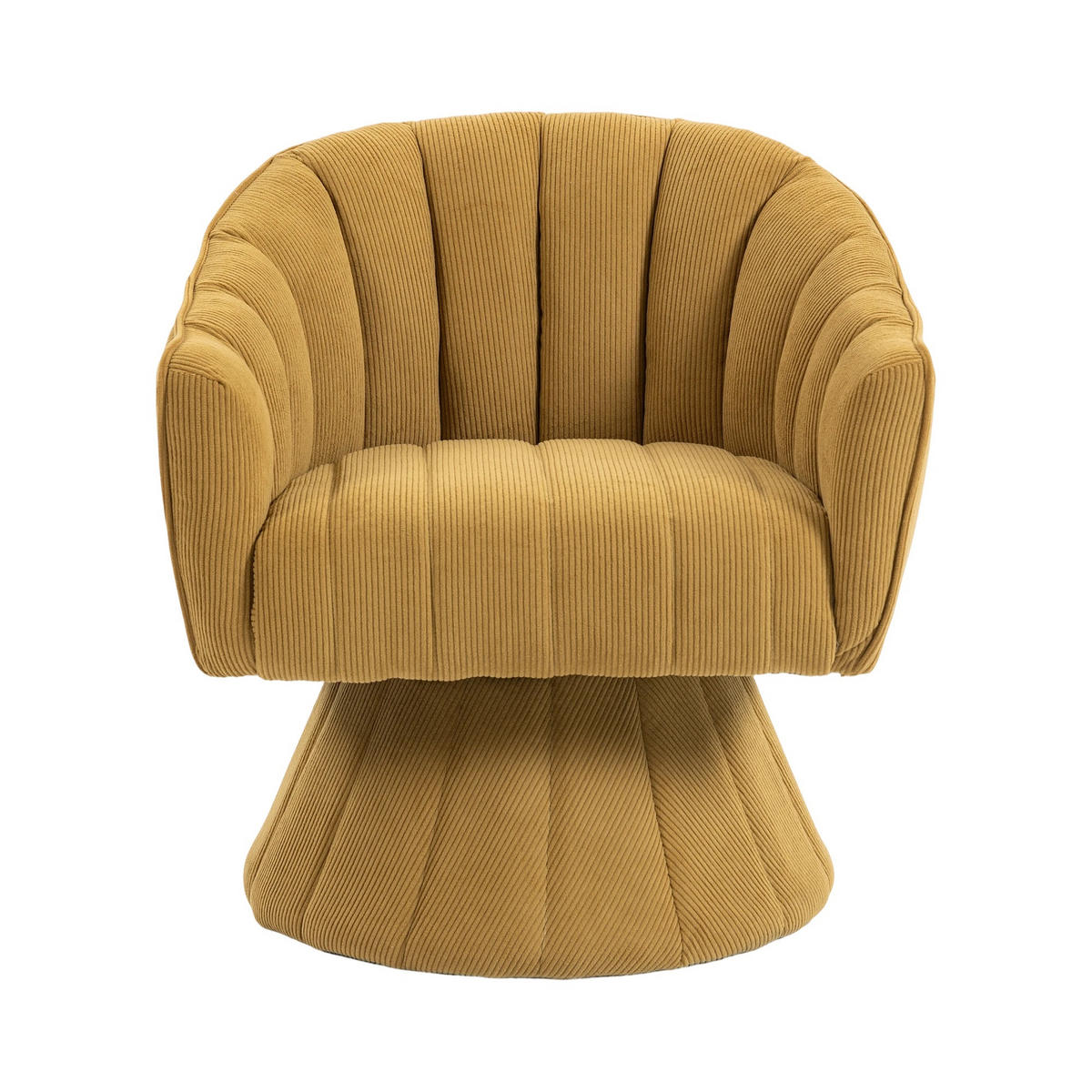 DREHSTUHL Drehsessel Loungesessel mit Polsterung,360°,Cord,Gelb - Gelb, Textil (70/72/66cm) - LVHOM