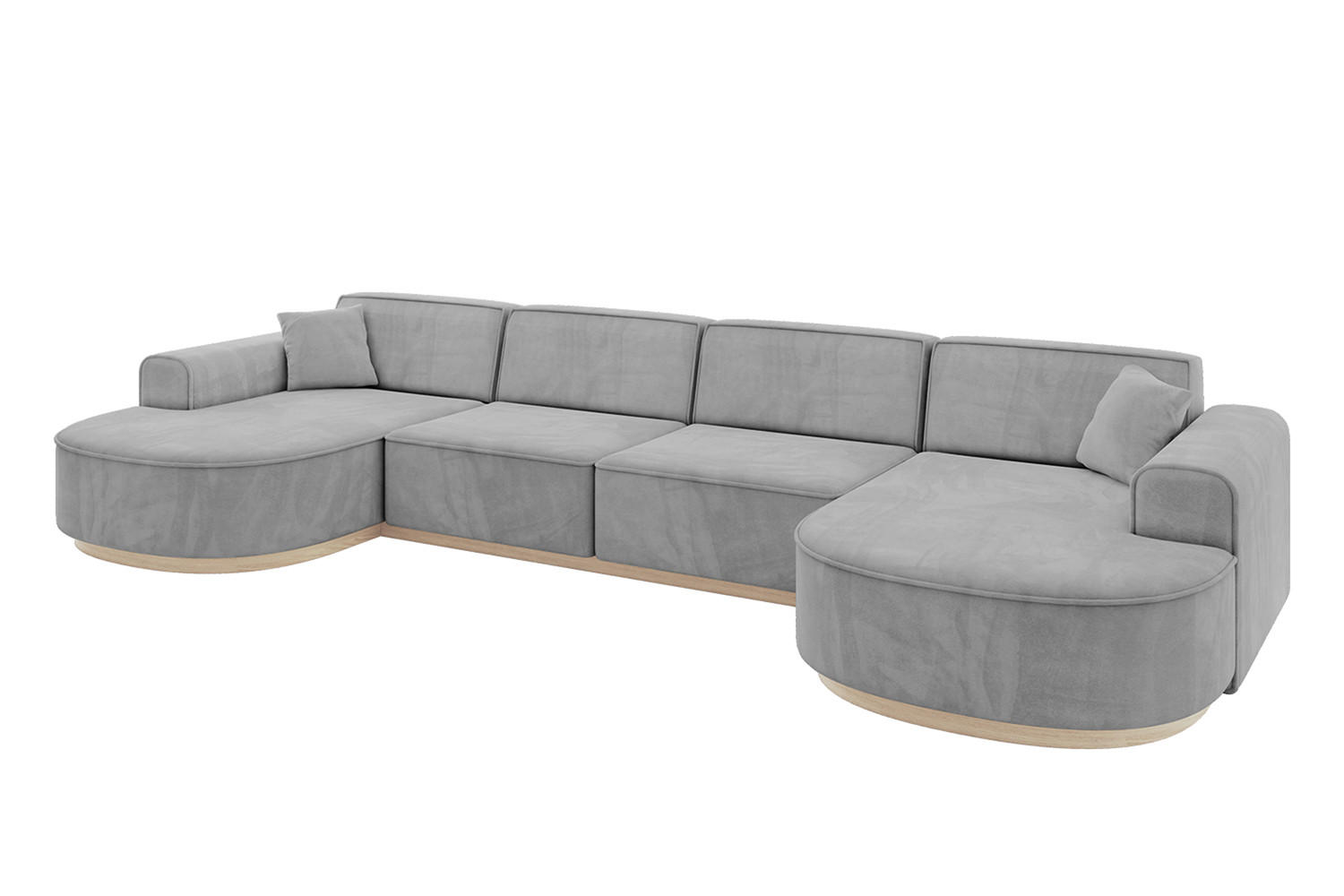 WOHNLANDSCHAFT MARI-U2-v1 - 388x171x83 cm Grau Velours - Grau, Holzwerkstoff/Textil (388/83/171cm) - ALTDECOR