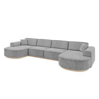 WOHNLANDSCHAFT MARI-U2-v1 - 388x171x83 cm Grau Velours - Grau, Holzwerkstoff/Textil (388/83/171cm) - ALTDECOR