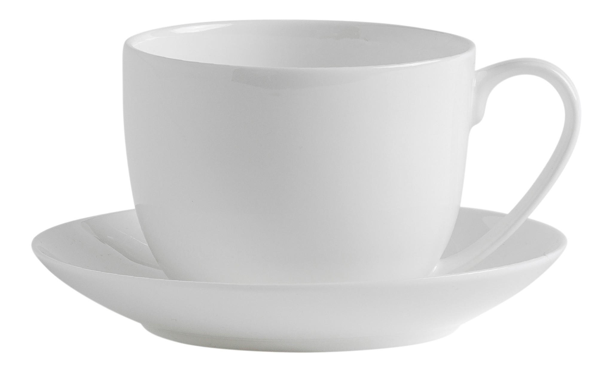 TASSE MIT UNTERTASSE Bianco - Weiß, Keramik (0.27L) - home&you