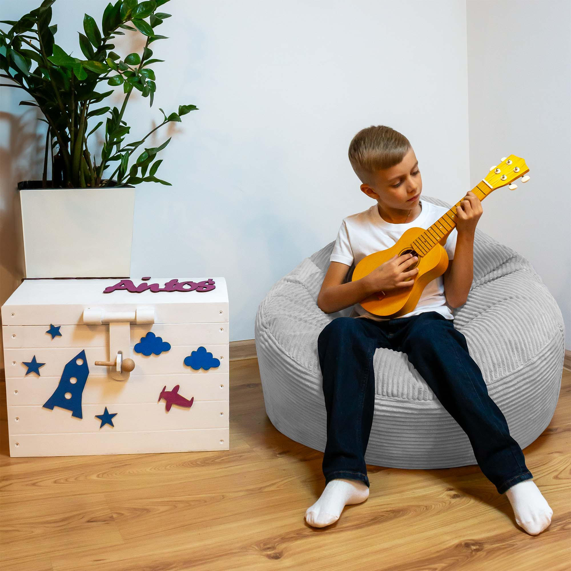 Thumbnail - Dreamroots Sitzsack, Hellgrau, Textil, 70x70x70 cm, Oeko-Tex® Standard 100, Wohnzimmer, Hocker, Sitzsäcke, XXL Sitzsäcke