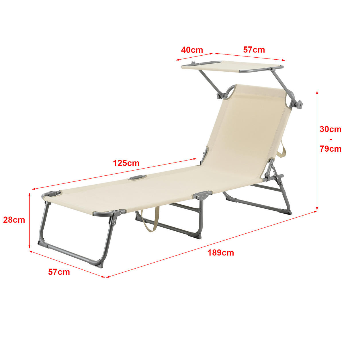 SONNENLIEGE Getaria - Beige, Textil/Metall (189/28/57cm) - [en.casa]