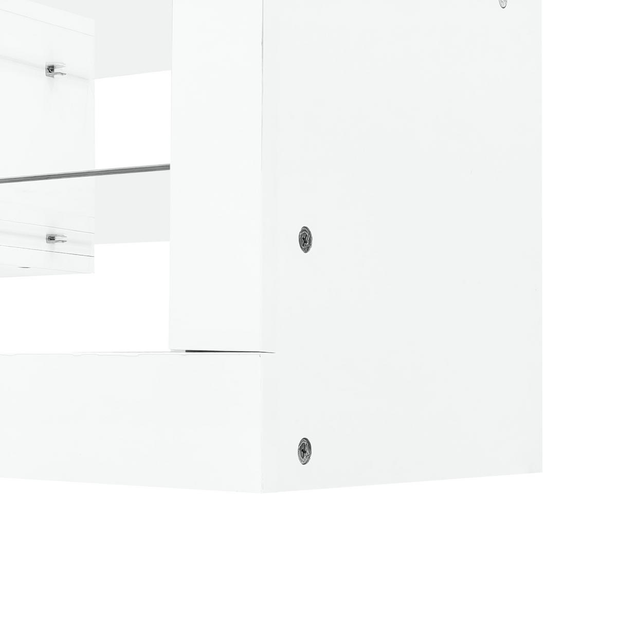 TV-SCHRANK 181/38/38 cm weiß Spanplatte mit LED-Beleuchtung und zwei klappbaren Schubladen - Weiß, Holzwerkstoff (181/38/38cm) - OKWISH