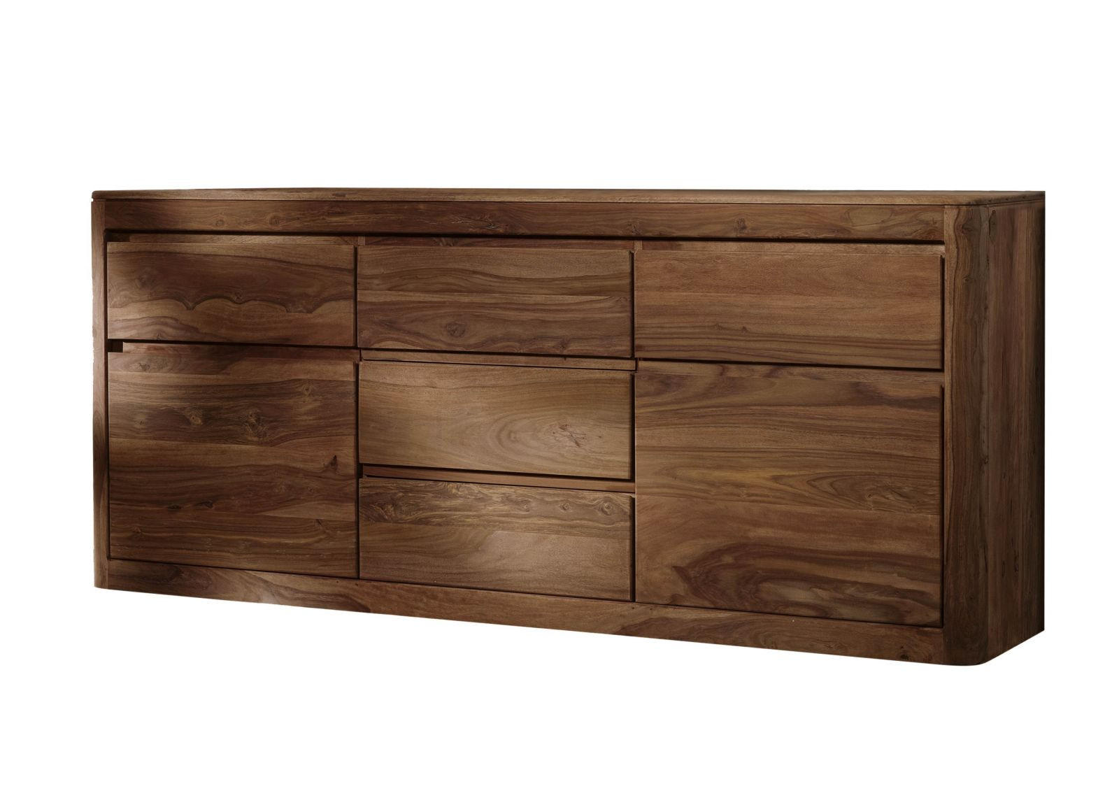 SIDEBOARD Sheesham 185x40x80 rot-braun gebeizt TORONTO #102 - Dunkelbraun, Holz (185/80/40cm) - Massivmoebel24