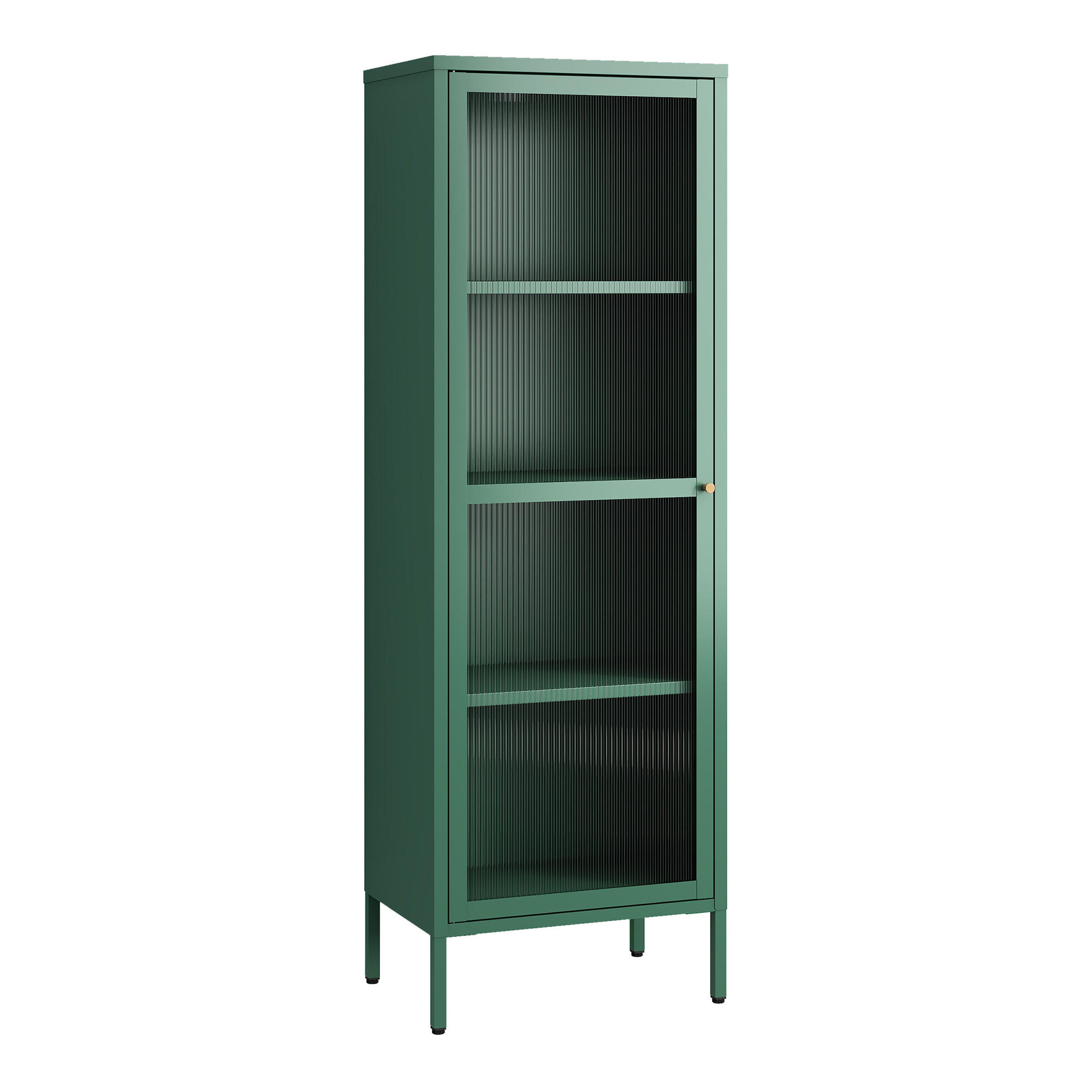 VITRINENSCHRANK Säkylä - Dunkelgrün, Glas/Metall (50/150/35cm) - [en.casa]