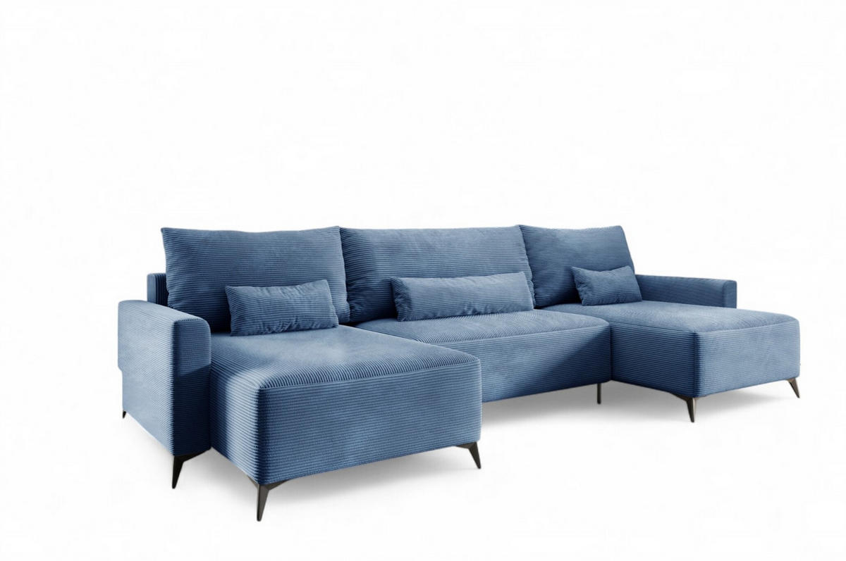 WOHNLANDSCHAFT Silves - Blau, Holzwerkstoff/Textil (382/81/148cm) - Fun Möbel