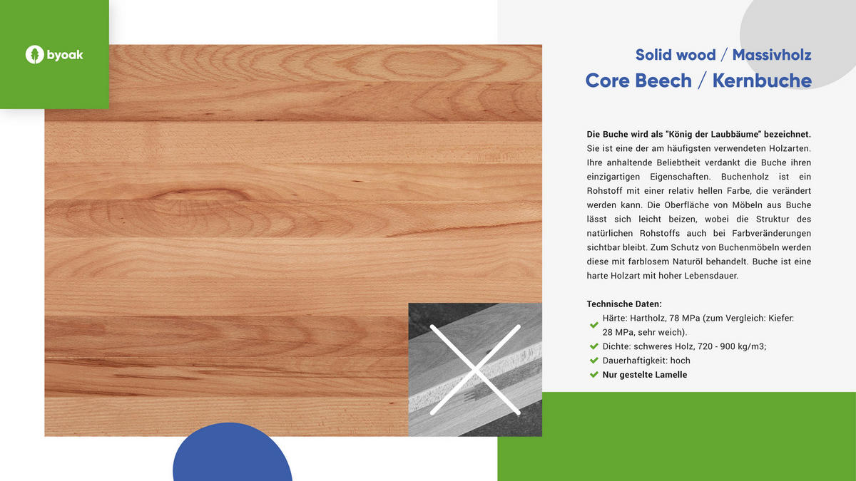 LOWBOARD BREIT LEON Kernbuche - Kernbuche, Holz (144/65/45cm) - byoak