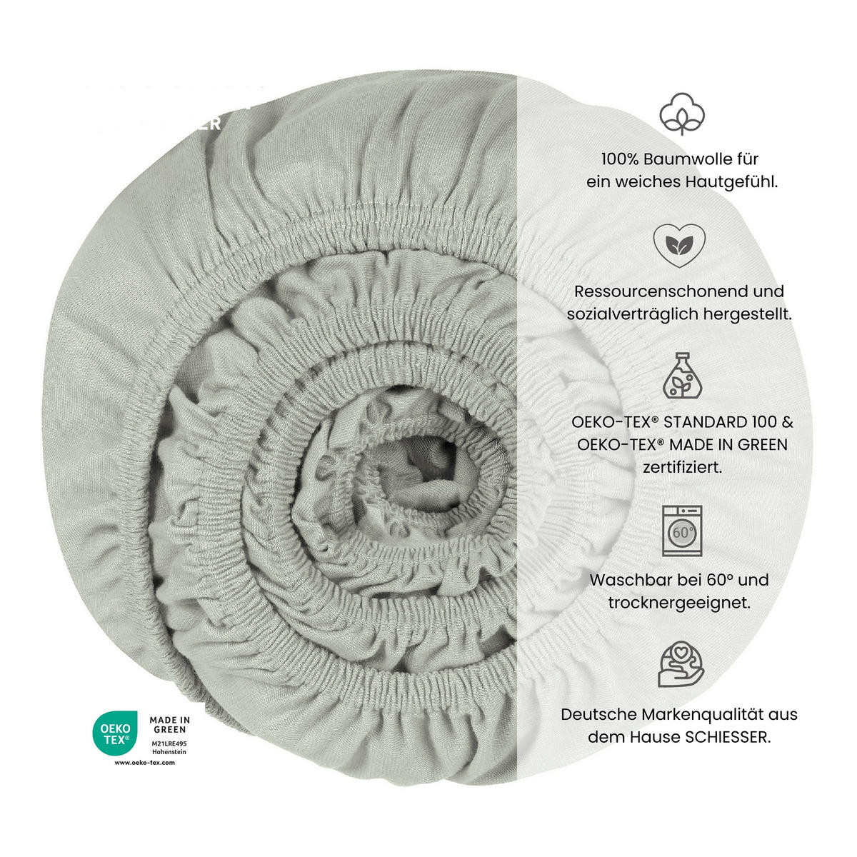 SPANNBETTLAKEN New Jersey - Edeljersey - 150 x 200 cm - Silber - Grau, Textil (150/200cm) - Uncover by Schiesser