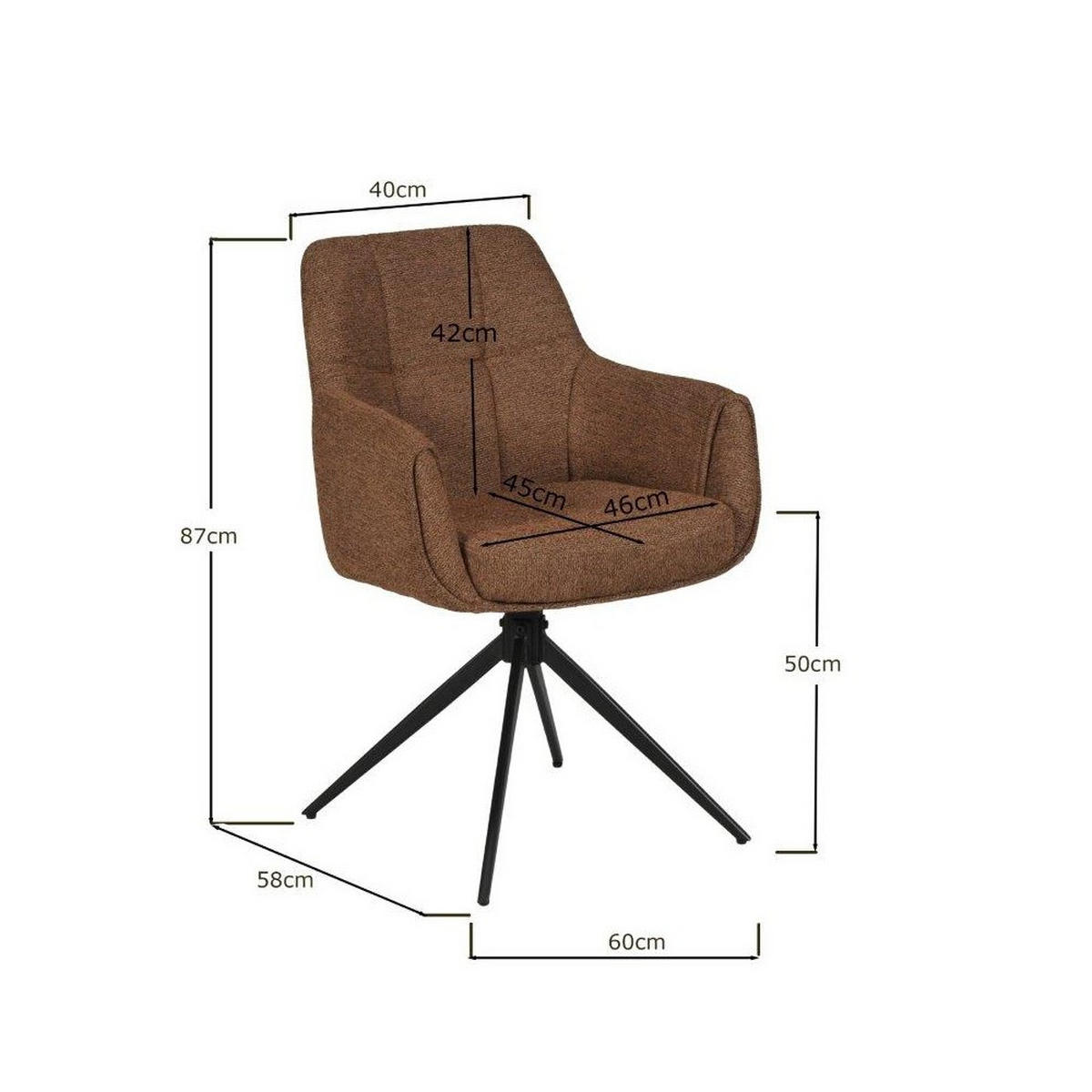 DREHSTÜHLE 2-er SET/ LINEA - Braun - Braun, Textil (60/87/58cm) - Weber Industries