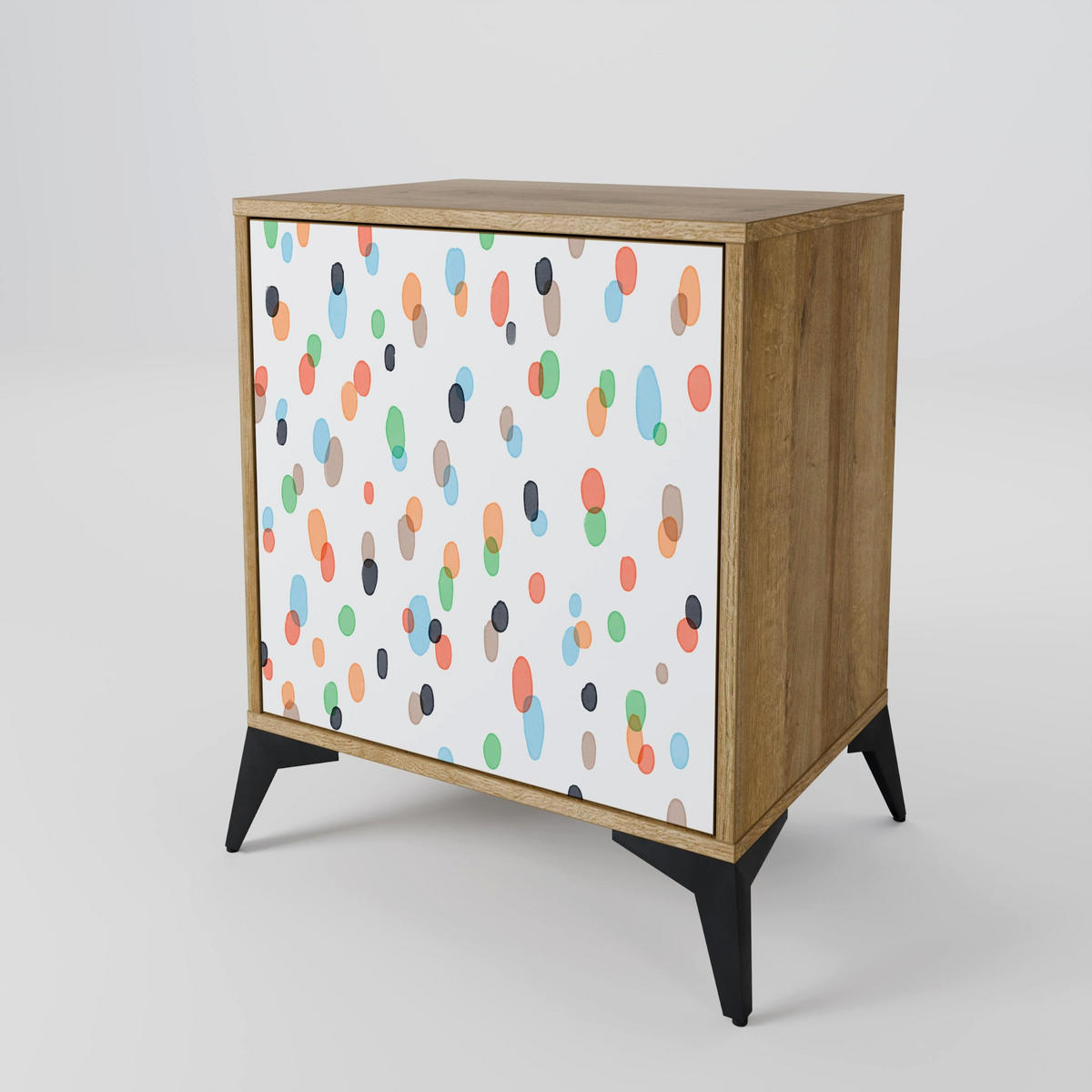 SIDEBOARD ENERGETIC SPOTS, Eichefarben, 57,5x42x75,5 cm, Goldfarbene Metallfüße - Eichefarben/Goldfarben, Holzwerkstoff/Metall (57.5/75.5/42cm) - SpaceRebels