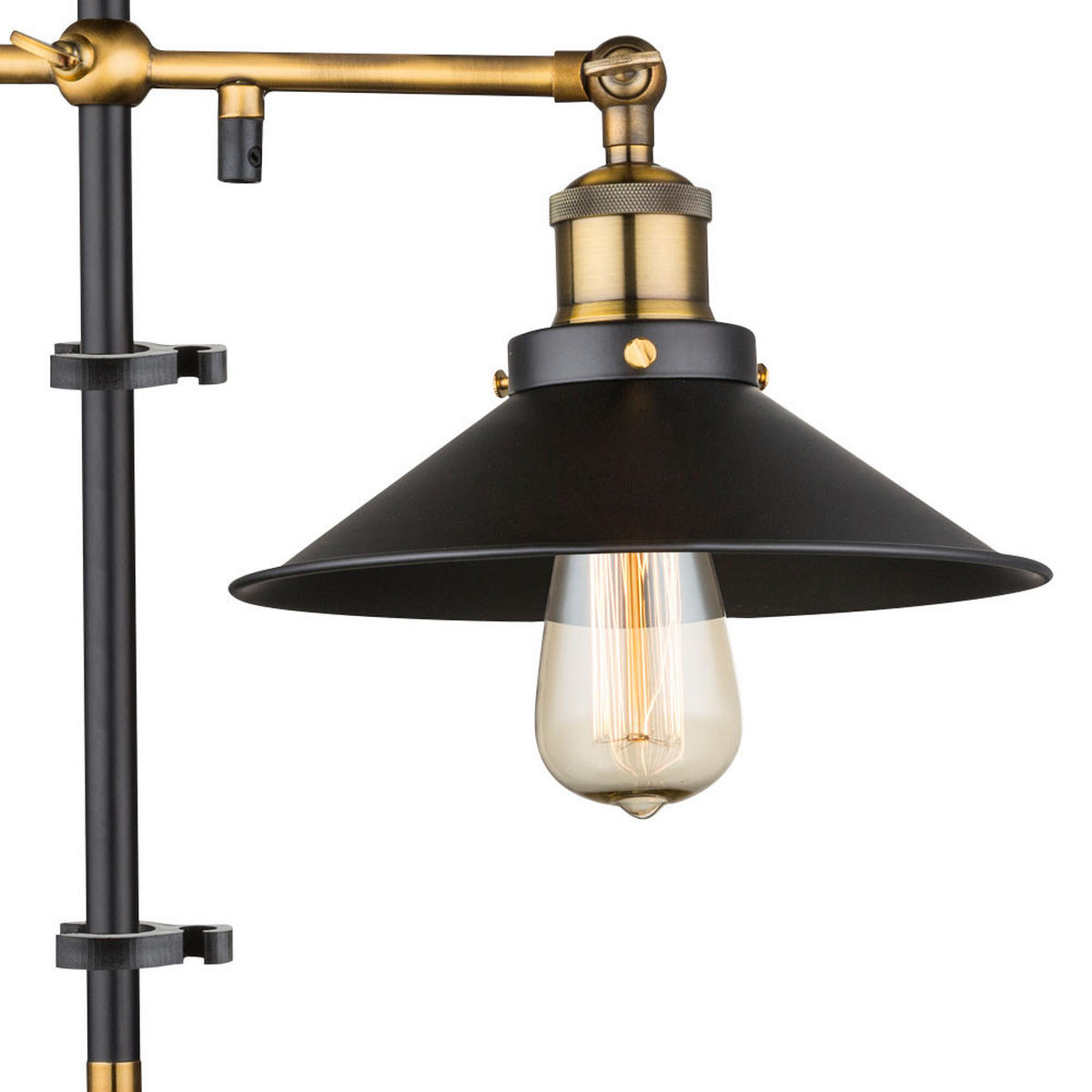 TISCHLEUCHTE LENIUS Schwarz Altmessing - Schwarz, Metall (35/22/45.5cm) - Globo Lighting