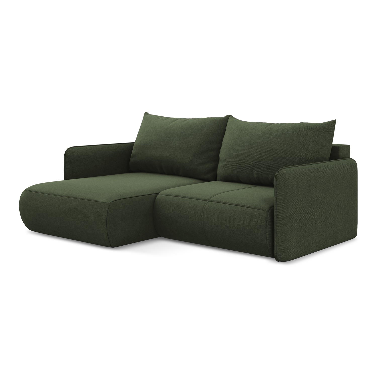 ECKSOFA mit Schlaffunktion Strukturstoff Stoff Grün - Schwarz/Olivgrün, Kunststoff/Textil (148/207cm) - LaMiaSofa