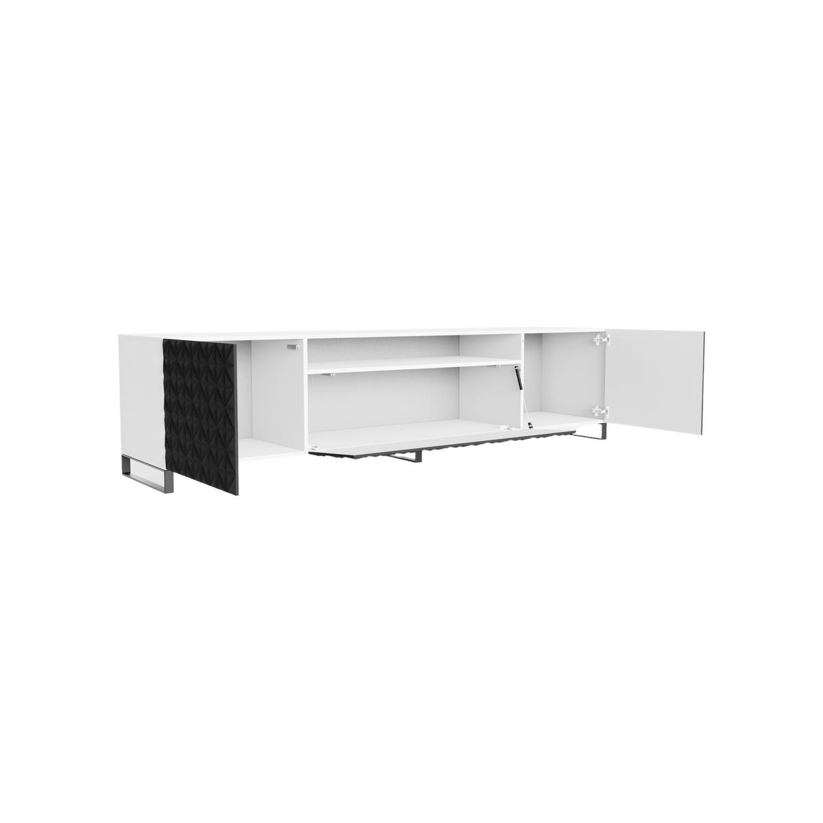 TV-SCHRANK Cali III 200 cm, dreitürig, weiß, schwarz - Schwarz/Weiß, Kunststoff (200/53/41cm) - Margaret Hadas24