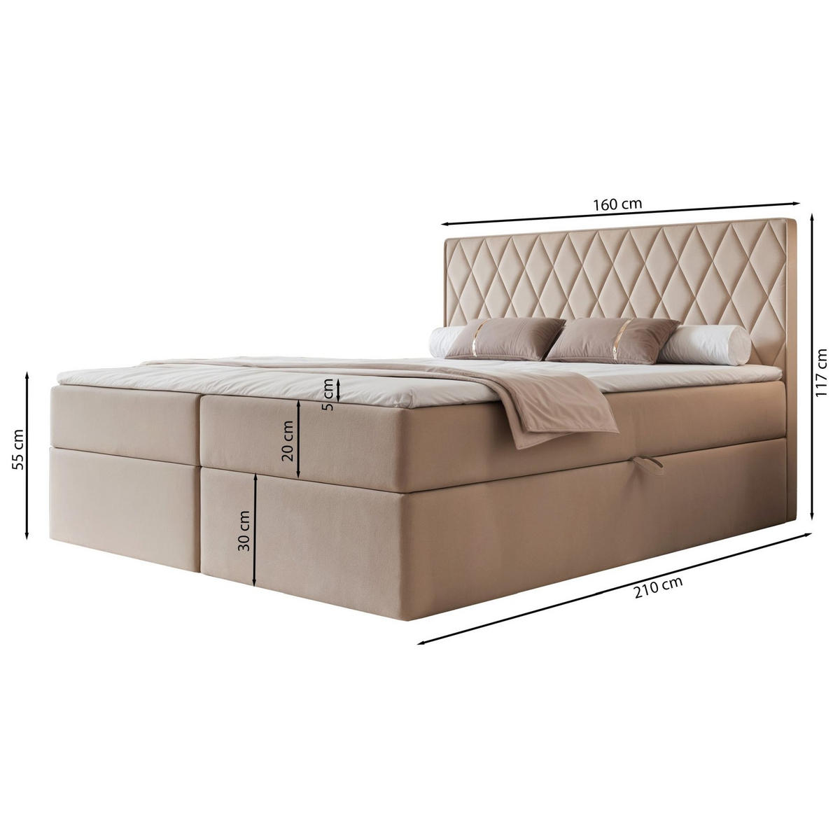 BOXBETT Carenzo Hellbeige, Velours, 160x200 cm - Ecru/Goldfarben, Textil (160/200cm) - Selsey