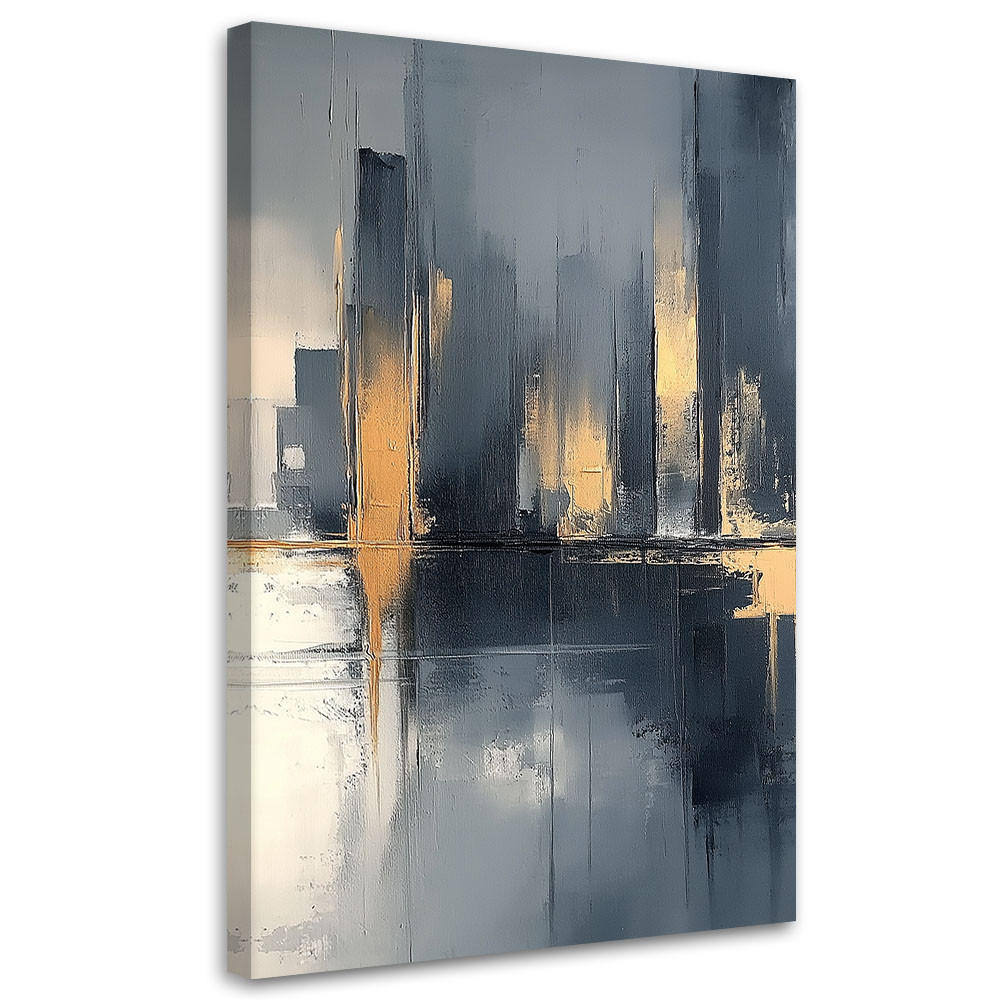 LEINWANDBILD Schwarz-Gold-Abstraktion 70x100cm - Grau, Textil (70/100cm) - Feeby