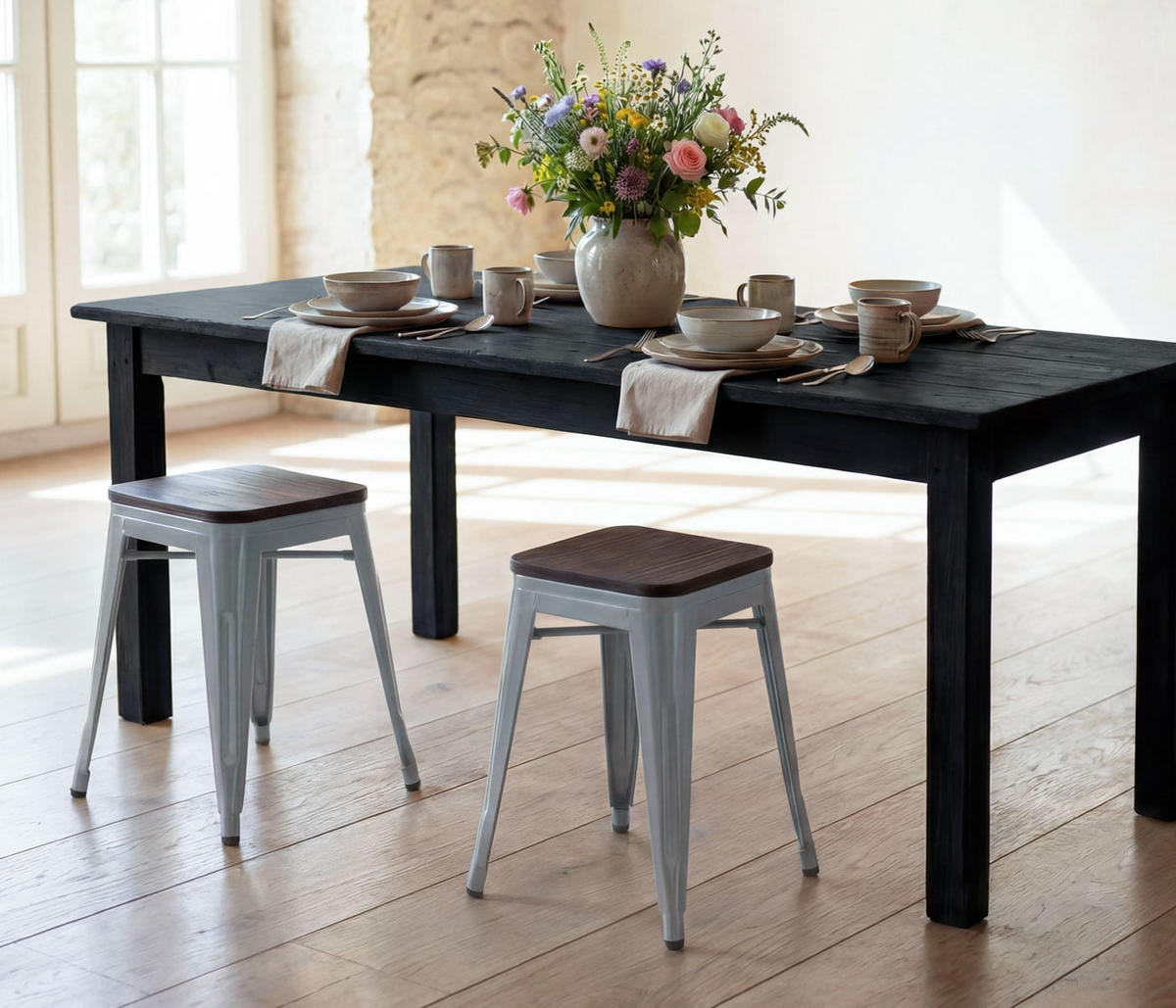 HOCKER HOLZ-SITZFLÄCHE Grau - Grau, Holz (39/45/39cm) - MCW