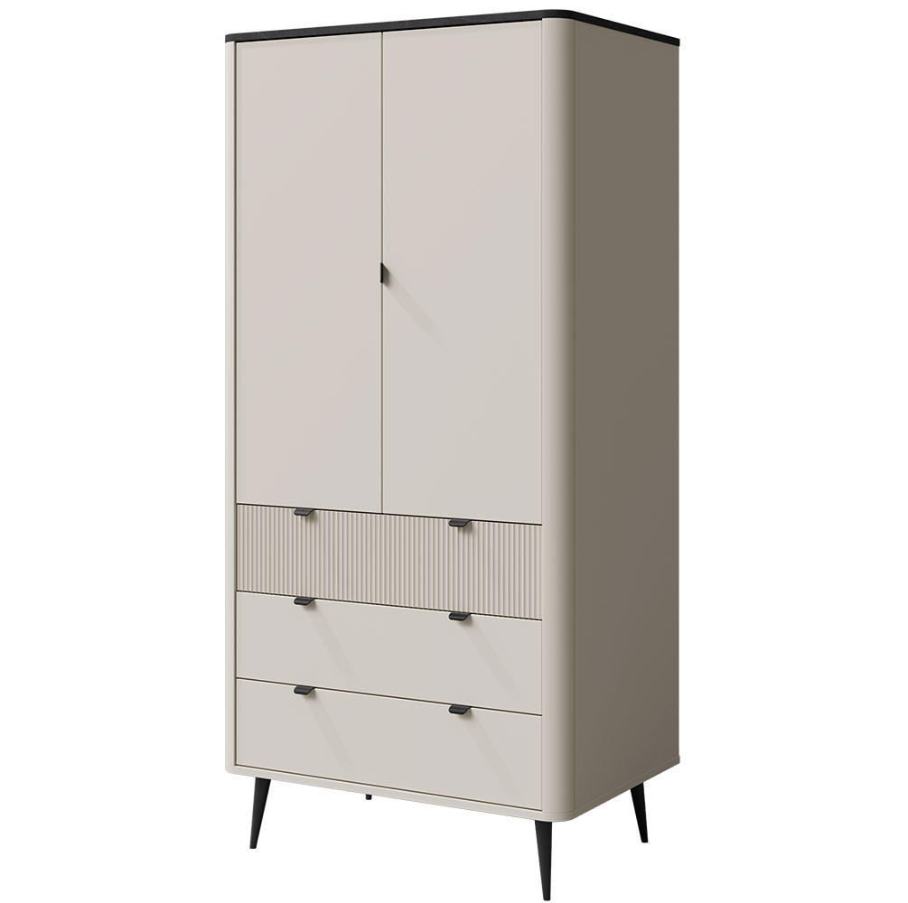 KLEIDERSCHRANK Marly Kaschmir / Graustein 90 / 60 / 191cm - Creme/Schwarz, Holz/Holzwerkstoff (90/191/60cm) - Feldmann-Wohnen
