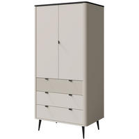 KLEIDERSCHRANK Marly Kaschmir / Graustein 90 / 60 / 191cm - Creme/Schwarz, Holz/Holzwerkstoff (90/191/60cm) - Feldmann-Wohnen