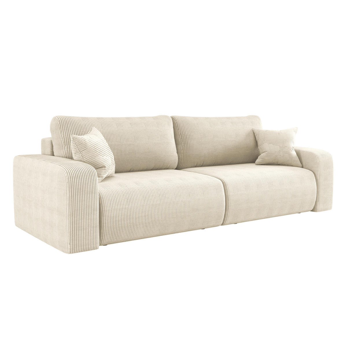 SCHLAFSOFA MILANO und Bettkasten Stoff Poso Ecru - Ecru, Holz (246/83/98cm) - Kaiser Möbel