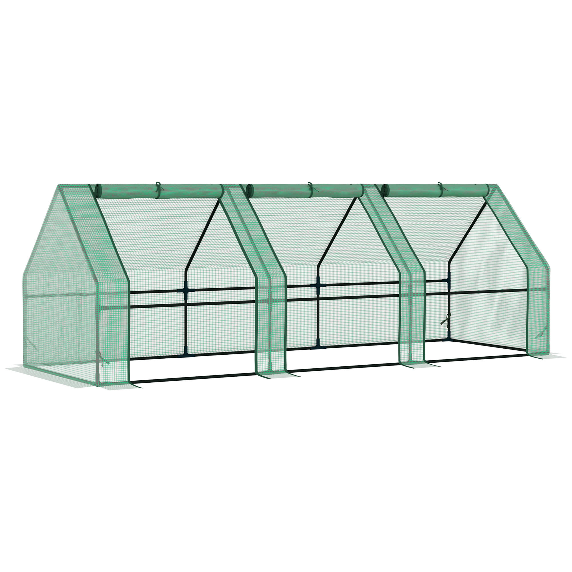 FOLIENGEWÄCHSHAUS, Grün, PE, Stahl - Grün, Kunststoff (90/90/270cm) - Outsunny