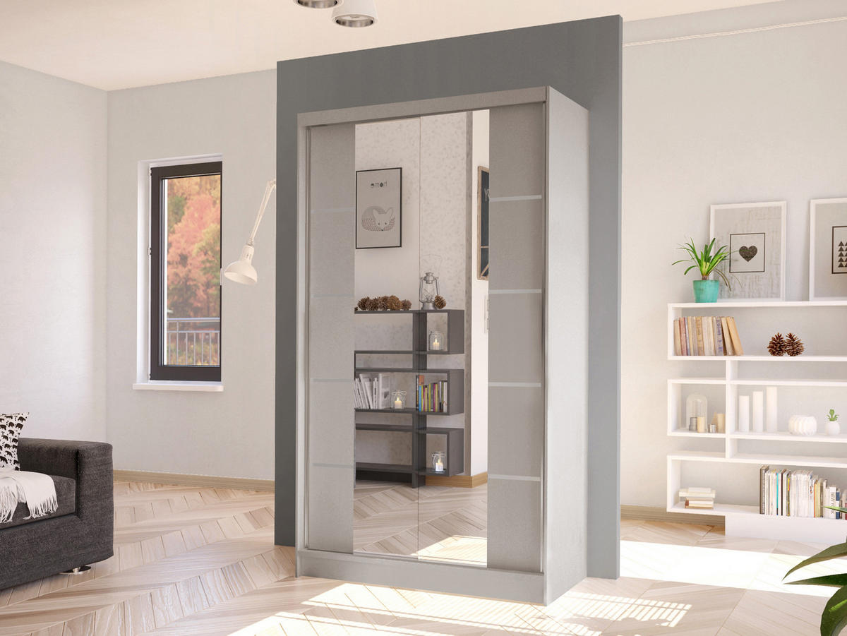SCHWEBETÜRENSCHRANK Diego V - Kaschmir, Holzwerkstoff/Metall (100/200/58cm) - MIRJAN24