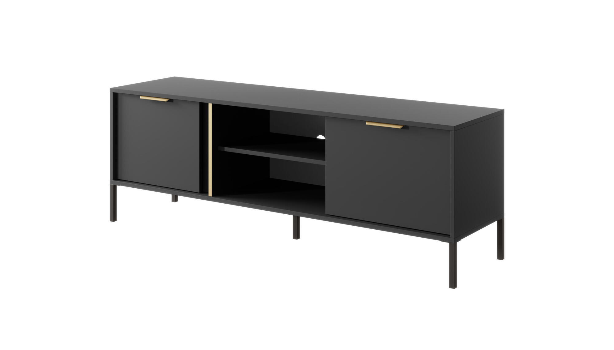 TV-LOWBOARD LARS Schwarz 153x40x53 cm - Schwarz, Holzwerkstoff (153/53/40cm) - FURNLUX