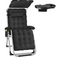 SONNENLIEGE Cloud Ii, mit Ablagetisch und Stautasche, schwarz - Schwarz, Kunststoff (84/103/168cm) - tectake