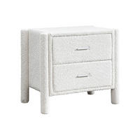 NACHTTISCH mit 2 Schubladen - Bouclé-Stoff - Weiß - CONOMO - Weiß, Textil (61/56/42cm) - Vente-Unique