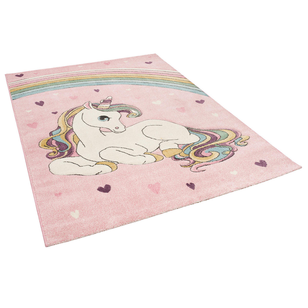 KINDER TEPPICH MAUI KIDS EINHORN PASTELL - Rosa, Textil (160/230cm) - Pergamon