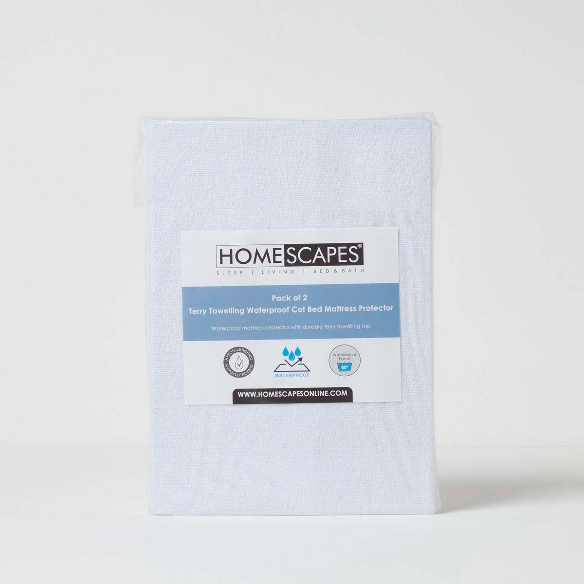 BABY-MATRATZENSCHONER wasserdicht mit Frottee-Oberfläche 60/120 cm, 2er-Set - Weiß, Textil (60/120cm) - Homescapes
