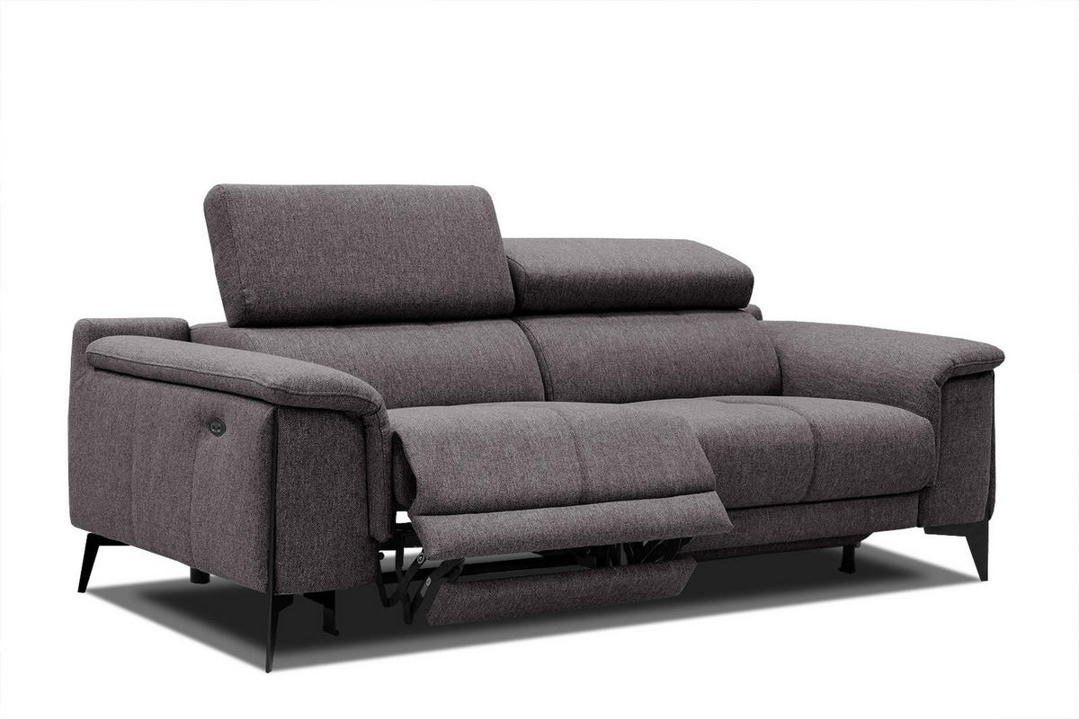 RELAXSOFA MATERA 3-Sitzer mit 2 Relaxfunktionen, graphitfarben - Schwarz/Graphitfarben, Holzwerkstoff/Textil (212/82/103cm) - Courtois Laville