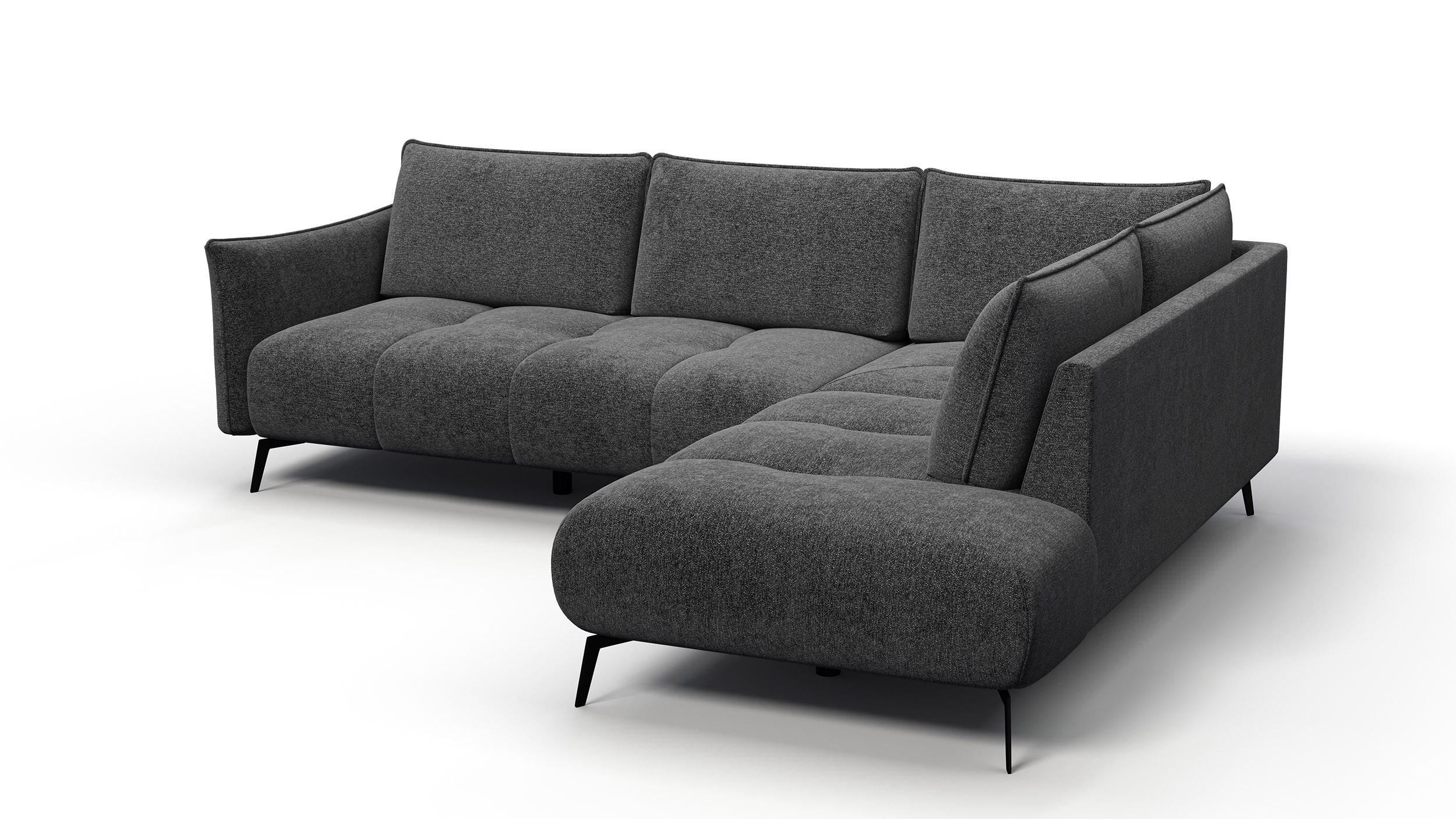 ECKSOFA AERA 5-Sitzer rechts, dunkelgrau - Dunkelgrau/Schwarz, Holz/Textil (268/206cm) - Courtois Laville