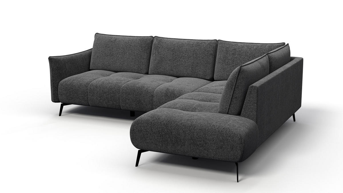 ECKSOFA AERA 5-Sitzer rechts, dunkelgrau - Dunkelgrau/Schwarz, Holz/Textil (268/206cm) - Courtois Laville