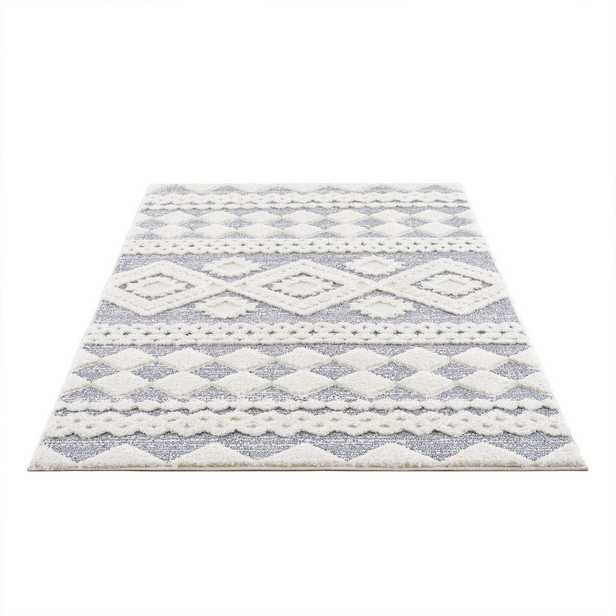 HOCHFLOR-TEPPICH Focus 3005 Grau 120x170 cm - Creme/Grau, Textil (120/170cm) - carpet city