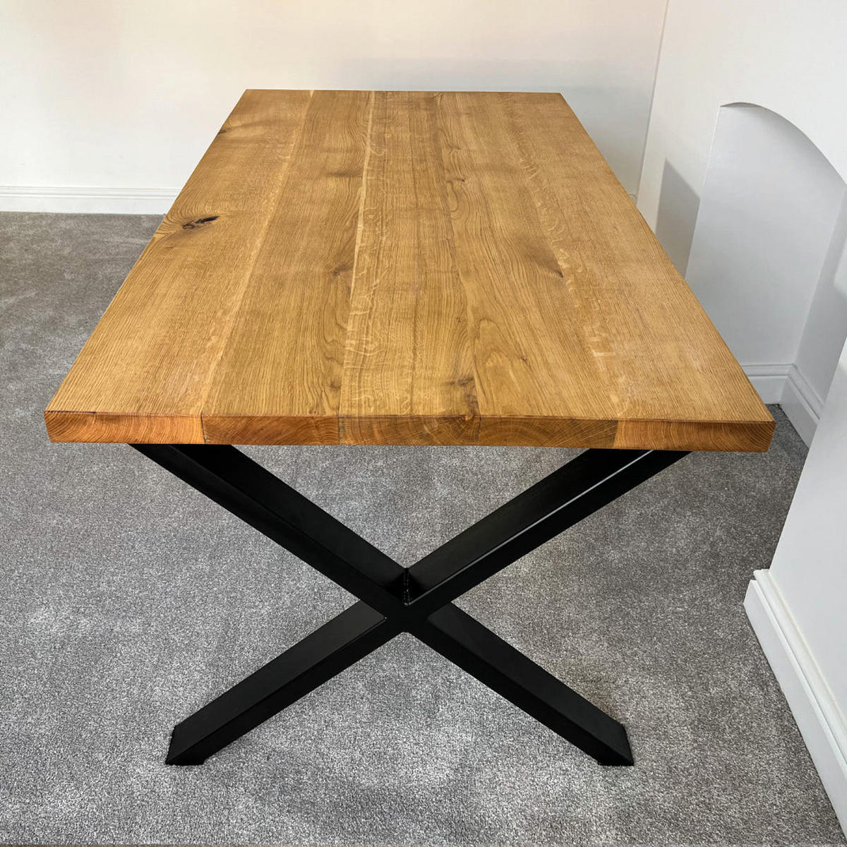 ESSTISCH Sophisticated Oak - Natur - 120/100/76 cm - Schwarz/Naturfarben, Holz/Metall (120/100/76cm) - TRL Handmade Furniture