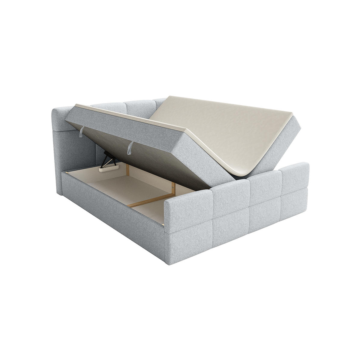 BOXSPRINGBETT ALZEA 160x200 cm, Silber - Silberfarben, Textil (160/200cm) - Fedve