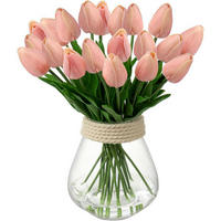 KÜNSTLICHE Tulpen 20 Stück Set Rosa 34 cm - Rosa, Kunststoff (34cm)