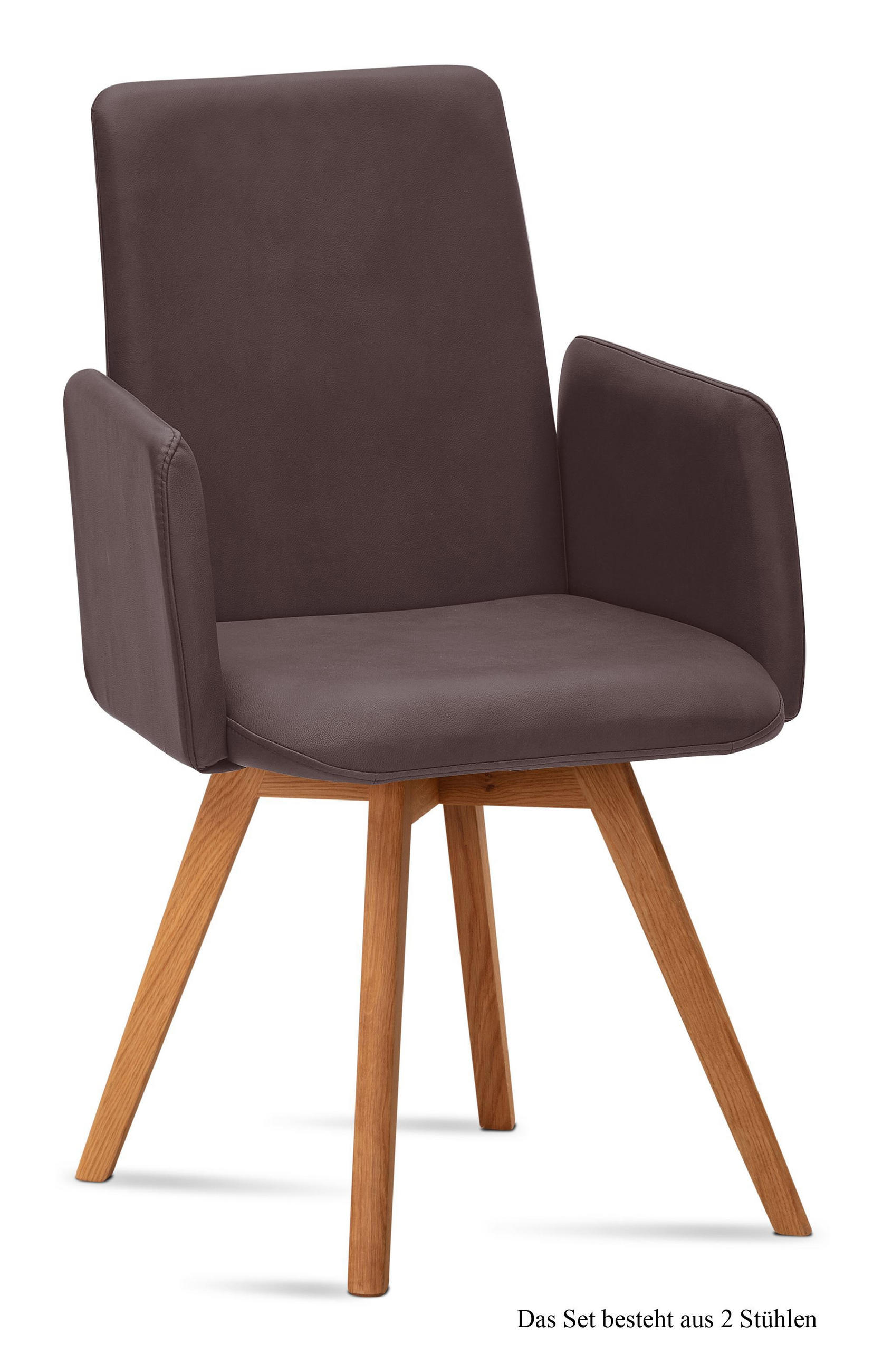 ARMLEHNSTUHL (2er-Set) Dilys 52x92x60 Eiche geölt/Braun - Eichefarben/Braun, Kunststoff (60/92/52cm) - 58aufmkessel