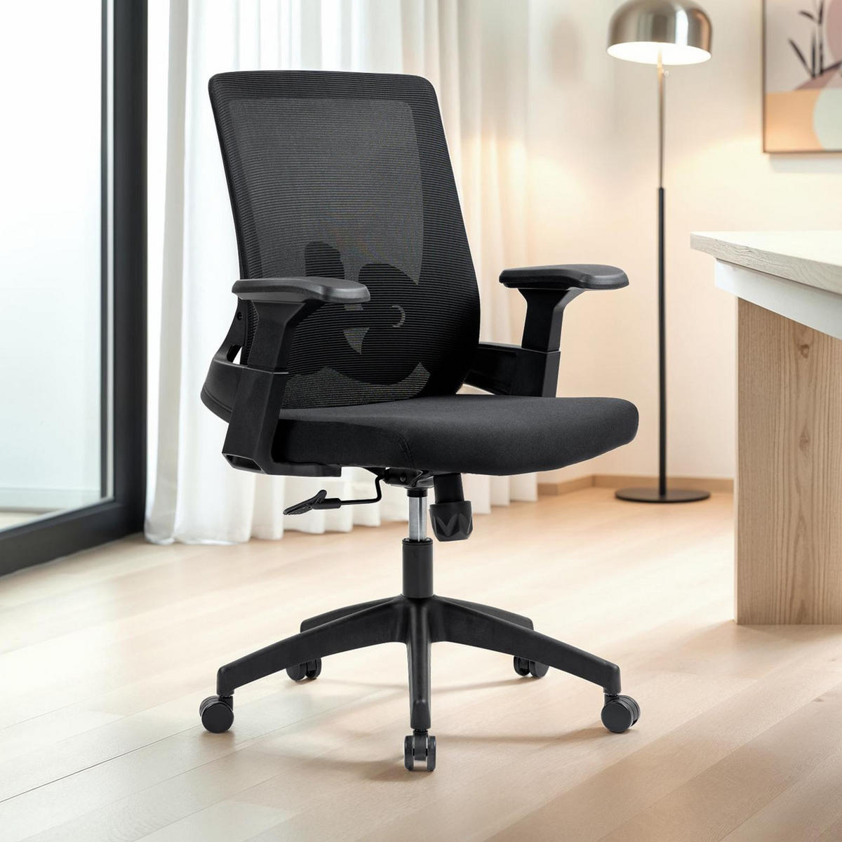 BÜRODREHSTUHL CAPVAL schwarz - Schwarz, Kunststoff/Textil (65/106/65cm) - IDIMEX