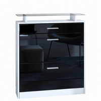 SCHUHSCHRANK Loret Front in Schwarz Hochglanz - Schwarz Hochglanz, Holzwerkstoff (89/104/23cm) - Vladon